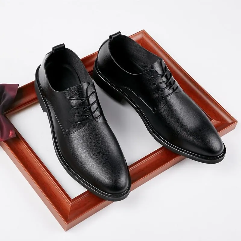 Men's Lace-up Casual -Foot Loafers Soft Sole Lightweight Leather Lining Formal Shoes Non-Slip Suitable for Work Driving