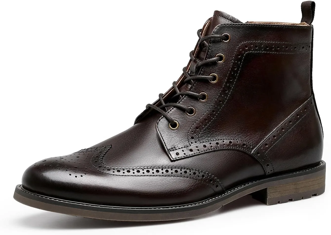 Men's Leather Boots with Brogue Design, Lace-Up Style, Composite Outsole