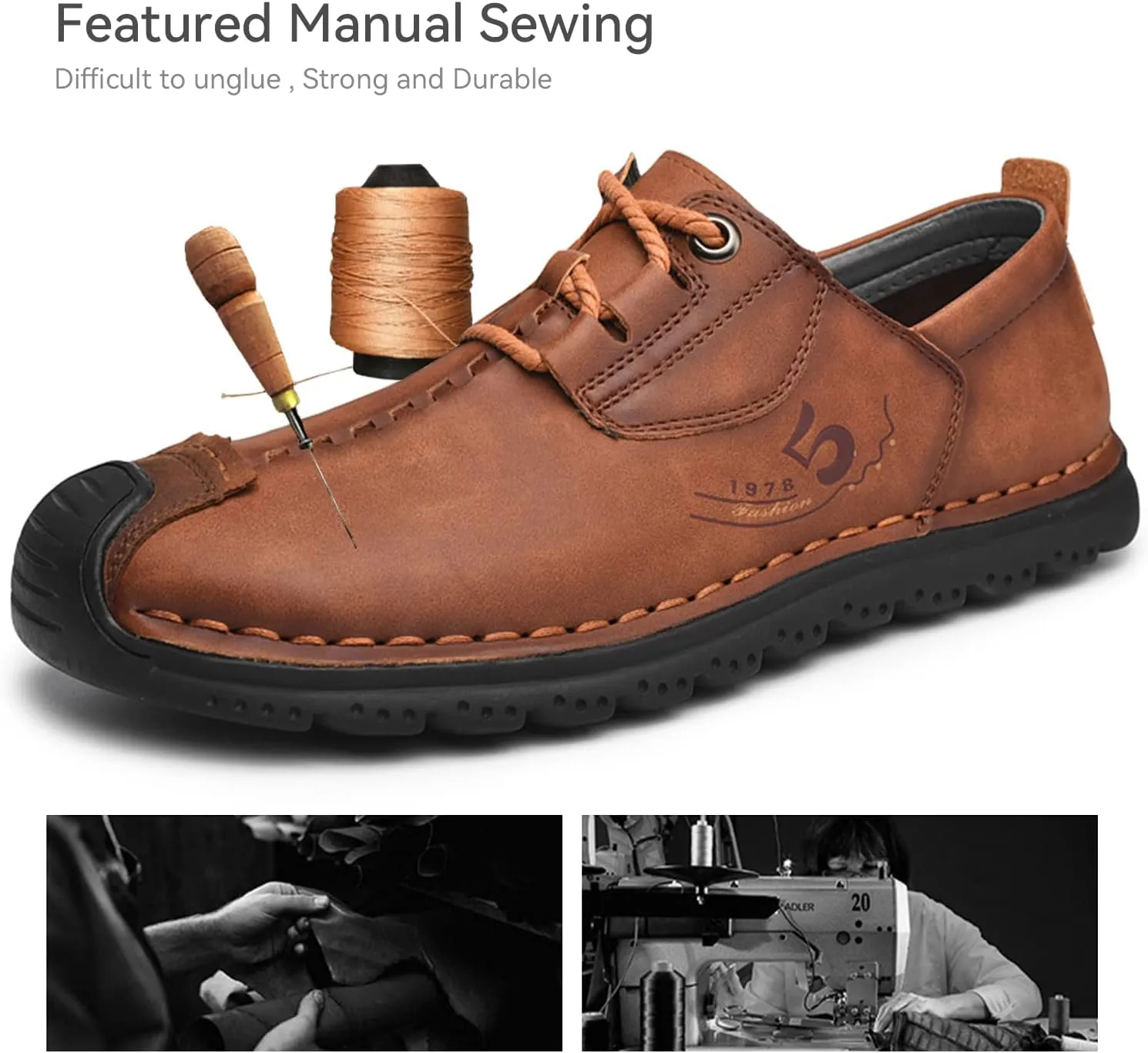 Men's Leather Casual Shoes Fashion Sneakers Driving Loafers Walking Shoes for Men