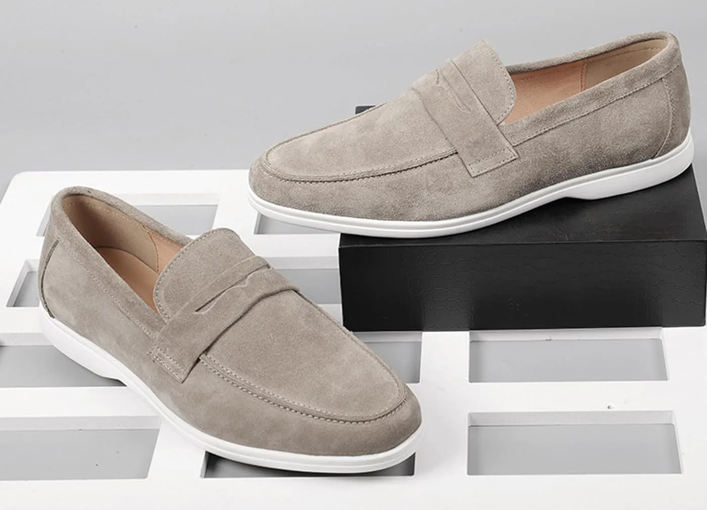 Men's Leather Dress Loafers - Business & Wedding Shoes | Genuine Leather Derby Moccasins for Suits & Tuxedos | Modern & Comfortable Formal Wear