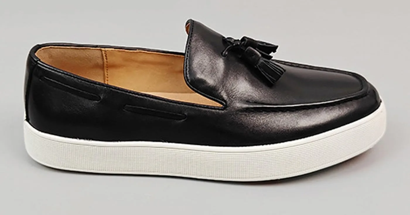 Men’s Leather Penny Loafers with Tassels – Stylish Slip-On Dress Casual Shoes, Classic & Comfortable for Business, Weddings, and Casual Wear