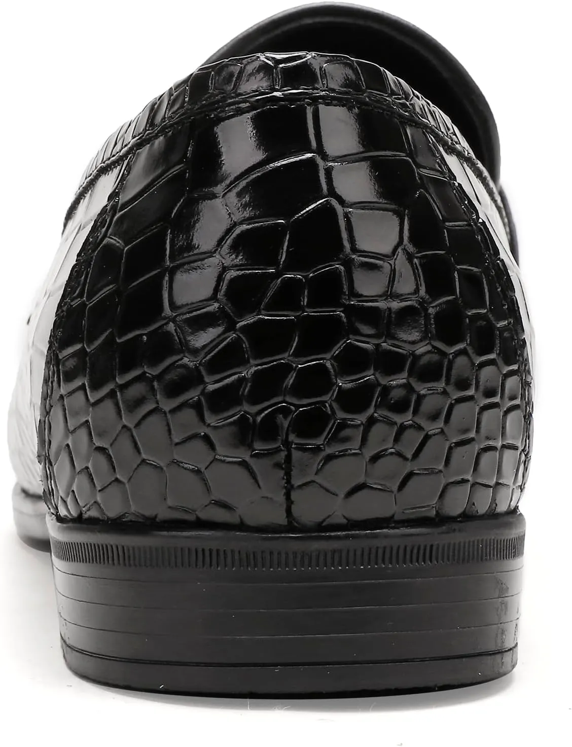 Mens Leather Tassel Shoes, Classic Formal Crocodile Printed Tassel Business Dress Shoes Party Loafers for Men
