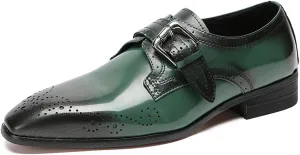 Mens Loafers Formal Dress Genuine Leather Plain Toe Mocassins Fashion Prom Wedding Business Casual Breathable Comfort Buckle Loafers Tuxedo Smoking Shoes for Men