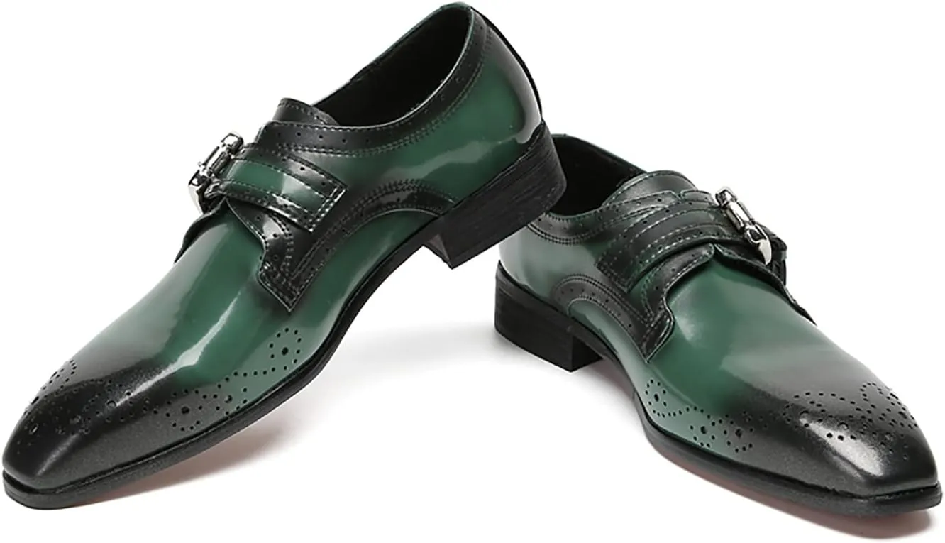 Mens Loafers Formal Dress Genuine Leather Plain Toe Mocassins Fashion Prom Wedding Business Casual Breathable Comfort Buckle Loafers Tuxedo Smoking Shoes for Men