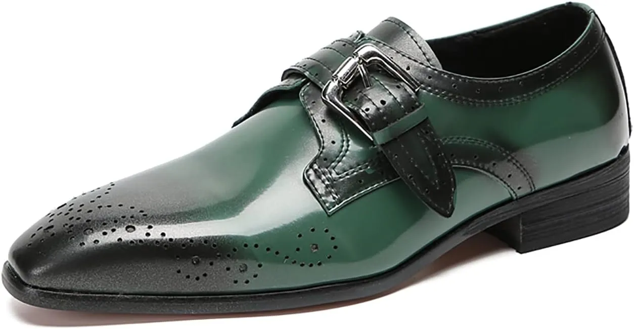 Mens Loafers Formal Dress Genuine Leather Plain Toe Mocassins Fashion Prom Wedding Business Casual Breathable Comfort Buckle Loafers Tuxedo Smoking Shoes for Men