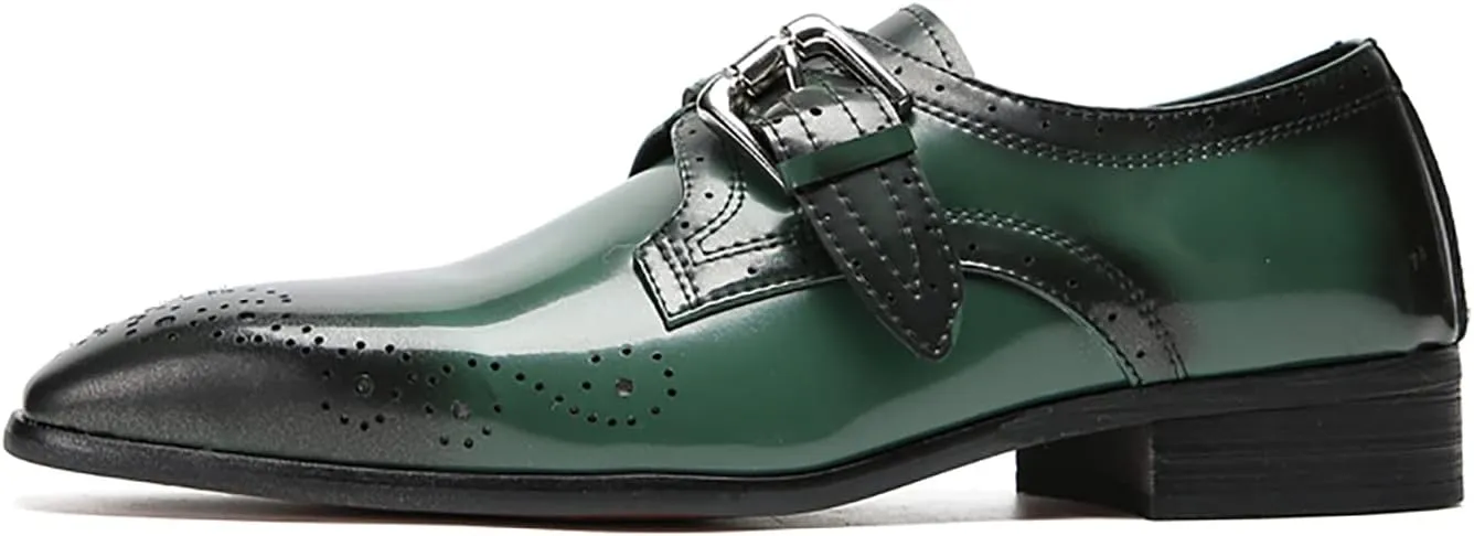 Mens Loafers Formal Dress Genuine Leather Plain Toe Mocassins Fashion Prom Wedding Business Casual Breathable Comfort Buckle Loafers Tuxedo Smoking Shoes for Men