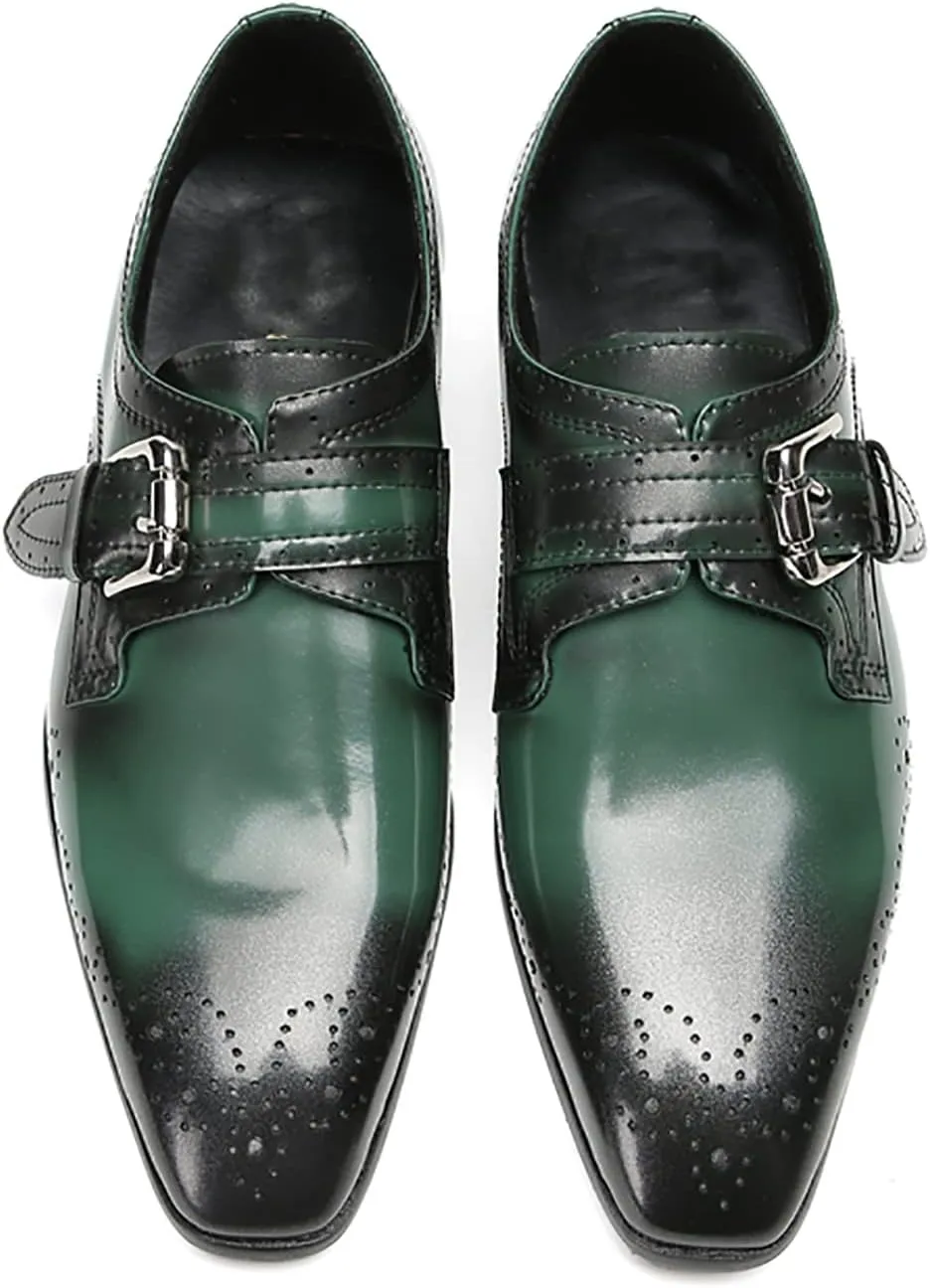 Mens Loafers Formal Dress Genuine Leather Plain Toe Mocassins Fashion Prom Wedding Business Casual Breathable Comfort Buckle Loafers Tuxedo Smoking Shoes for Men