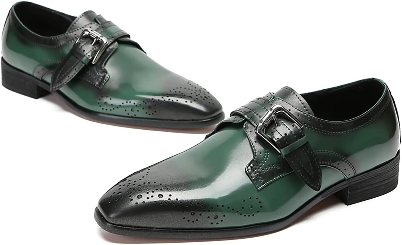 Mens Loafers Formal Dress Genuine Leather Plain Toe Mocassins Fashion Prom Wedding Business Casual Breathable Comfort Buckle Loafers Tuxedo Smoking Shoes for Men