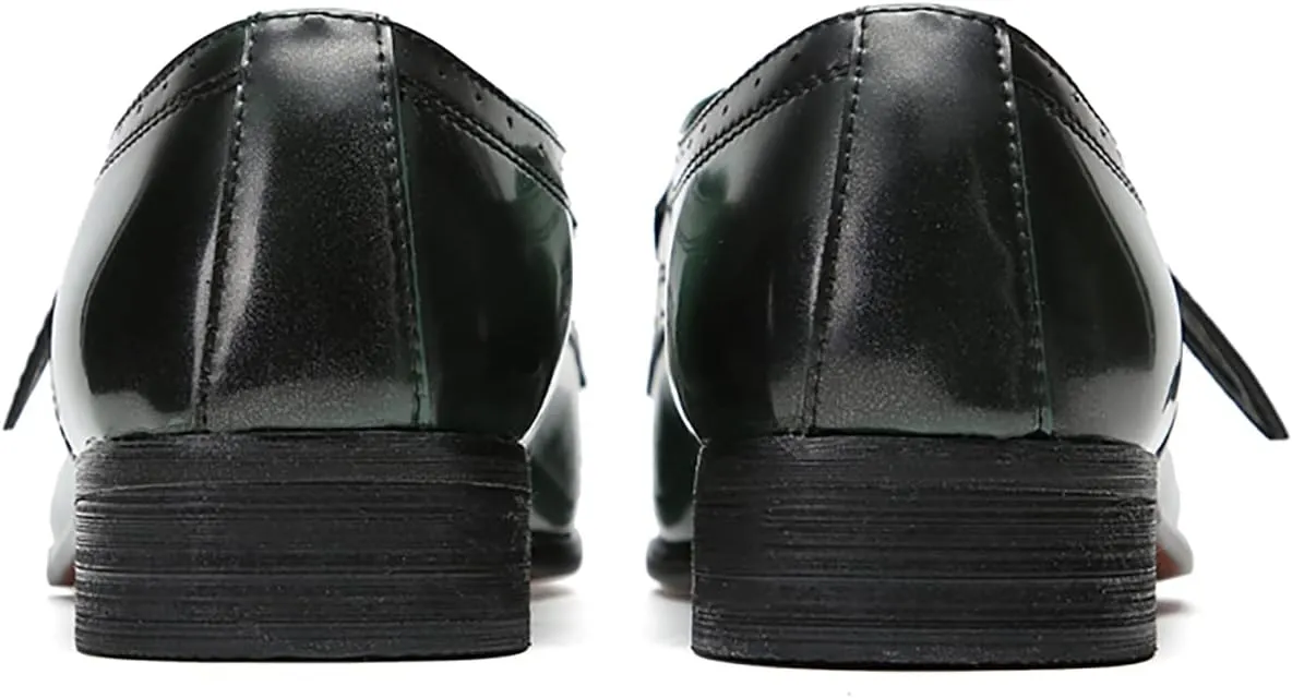 Mens Loafers Formal Dress Genuine Leather Plain Toe Mocassins Fashion Prom Wedding Business Casual Breathable Comfort Buckle Loafers Tuxedo Smoking Shoes for Men