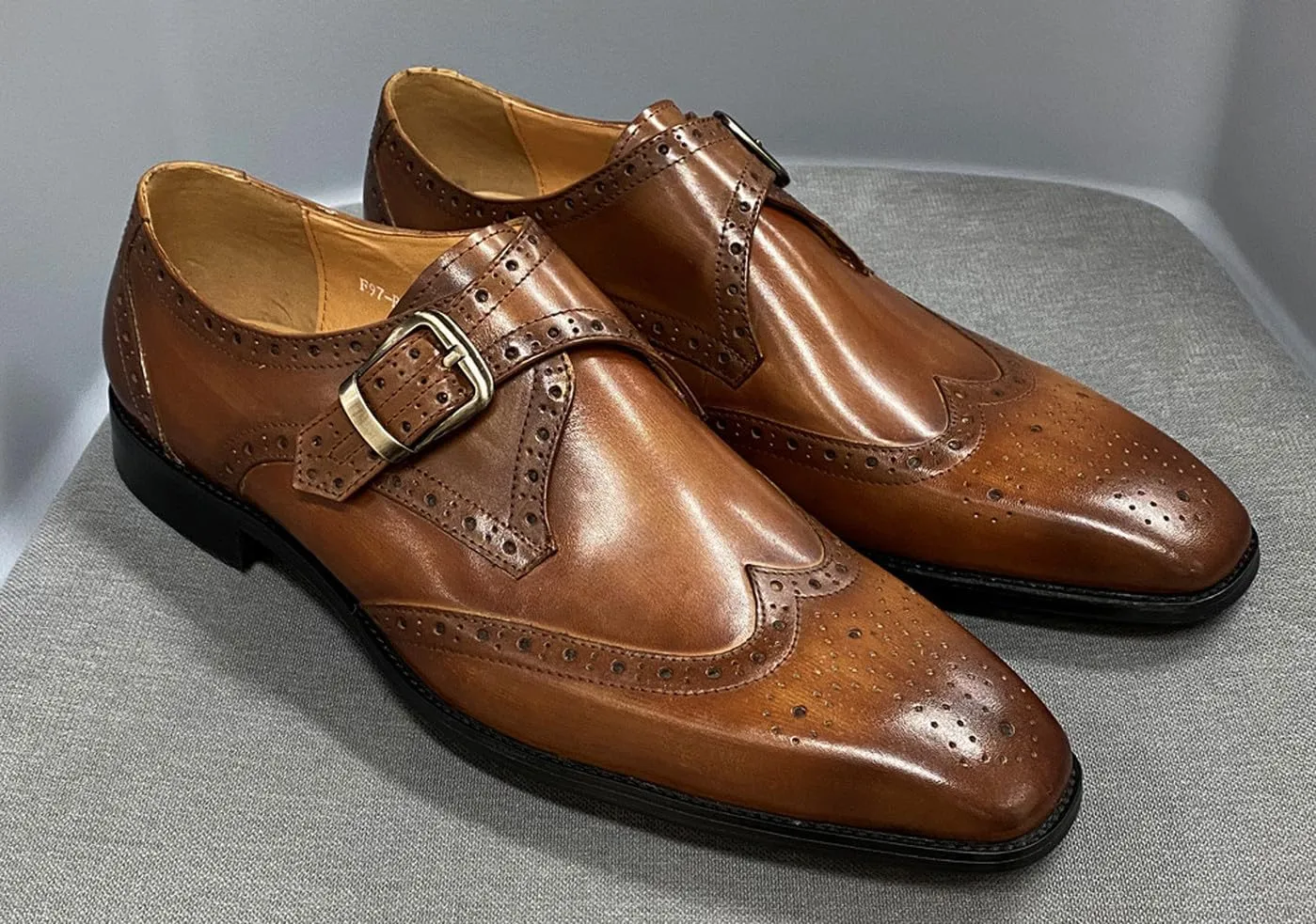Mens Loafers Formal Dress Shoes Genunie Leather Wingtip Toe Monk Strap Loafer Prom Wedding Business Casual Suit Shoes Comfortable Fashion Tuxedo Shoes for Men
