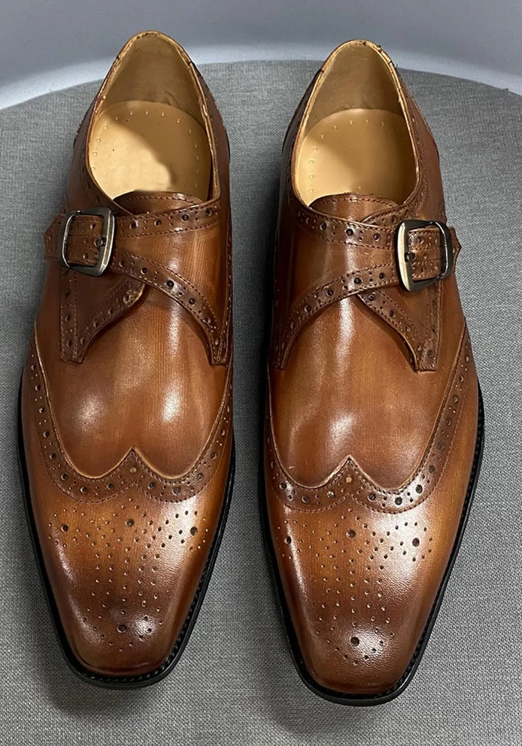 Mens Loafers Formal Dress Shoes Genunie Leather Wingtip Toe Monk Strap Loafer Prom Wedding Business Casual Suit Shoes Comfortable Fashion Tuxedo Shoes for Men