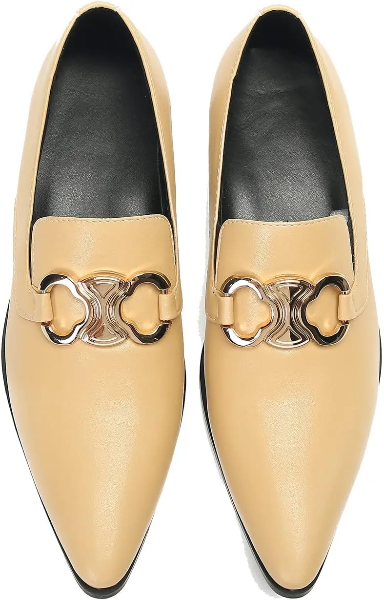 Men's Loafers Slip-Ons Dress Casual Business Penny Loafers Prom Wedding Tuxedo Business Smoking Summer Gold Chain Party Shoes for Boy
