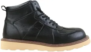 Men's Mid-length Stitching Design Lace-up Oxford Leather Shoes Vintage Casual Versatile Work Boots Are Suitable for Commuting Traveling