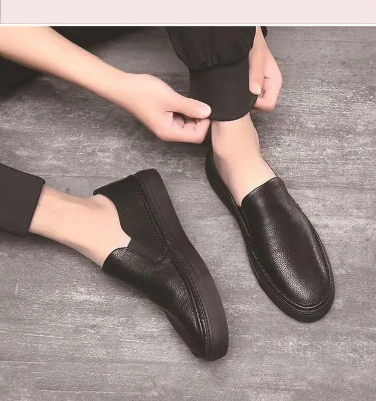 Men's Nubuck Leather Driving Loafers Flexible Crepe Sole with Decorative Perforations for Casual Weekends and Road Trips