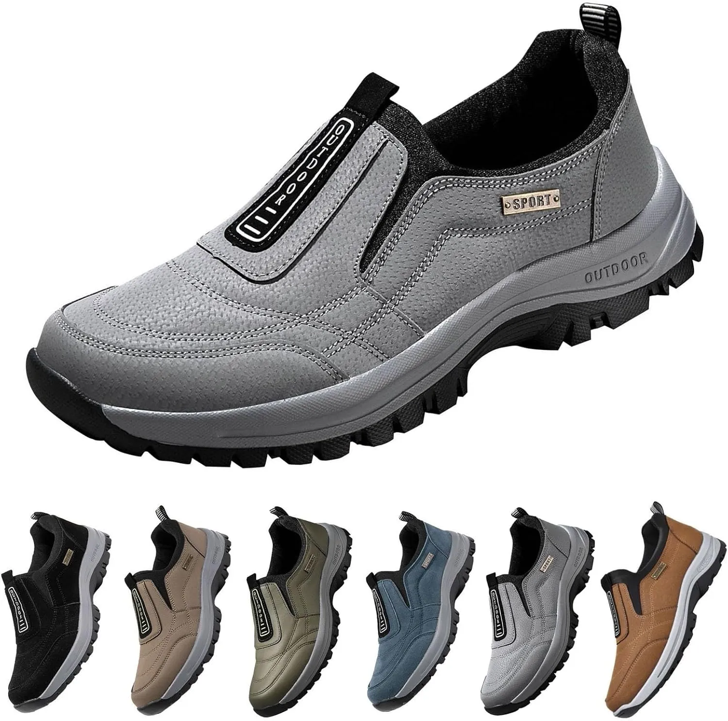 Mens Orthopedic Walking Shoes Outdoor Casual Arch Support Comfortable Waterproof Hiking Shoes for Men Breathable Fashion Sneakers for Outdoor Running
