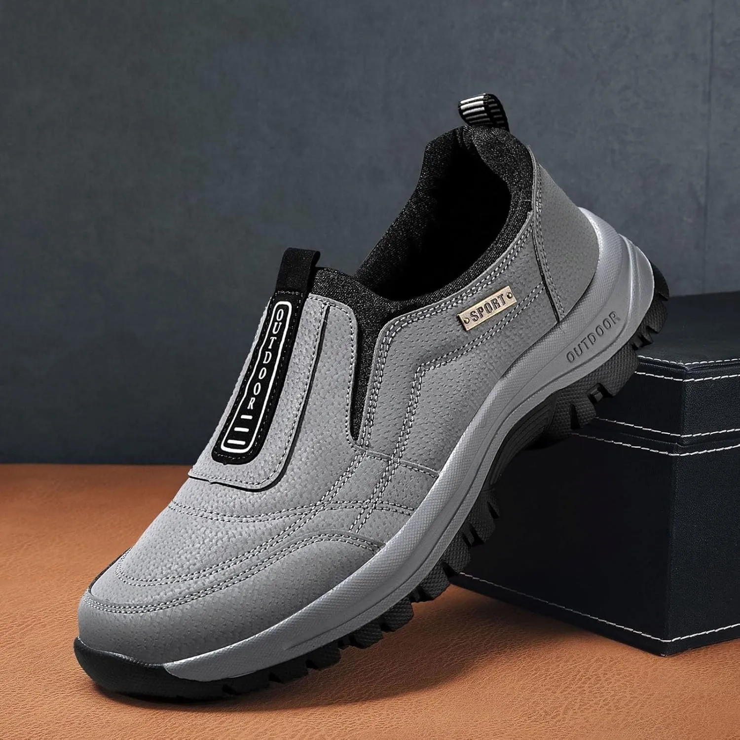 Mens Orthopedic Walking Shoes Outdoor Casual Arch Support Comfortable Waterproof Hiking Shoes for Men Breathable Fashion Sneakers for Outdoor Running