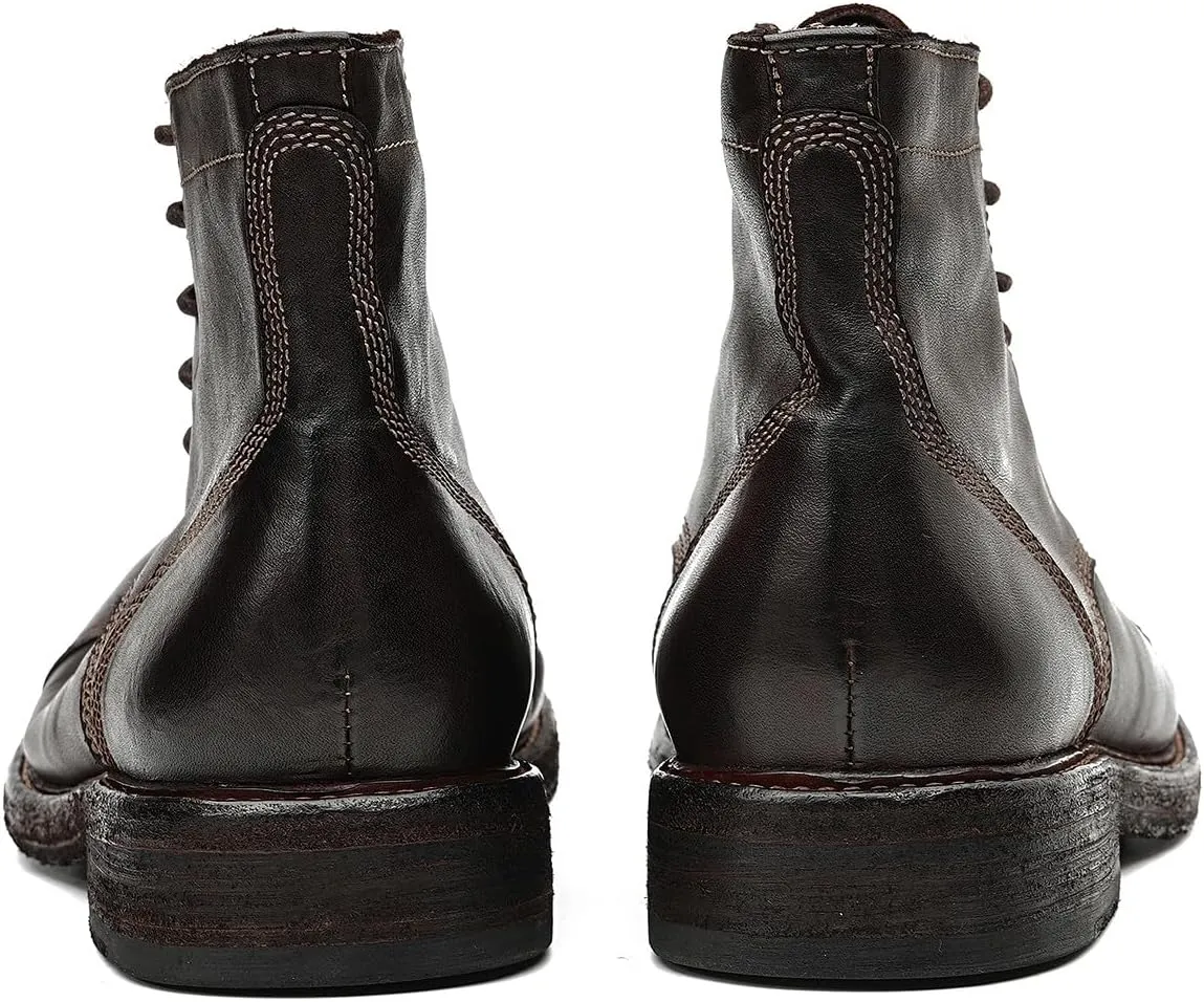 Mens Oxfords Boots Formal Dress Genuine Leather Cap Toe Ankle Boots Fashion Goodyear Handcrafted Lace Up Chelsea Boot Fashion Prom Wedding Business Casual Tuxedo Motorcycle Boots for Men