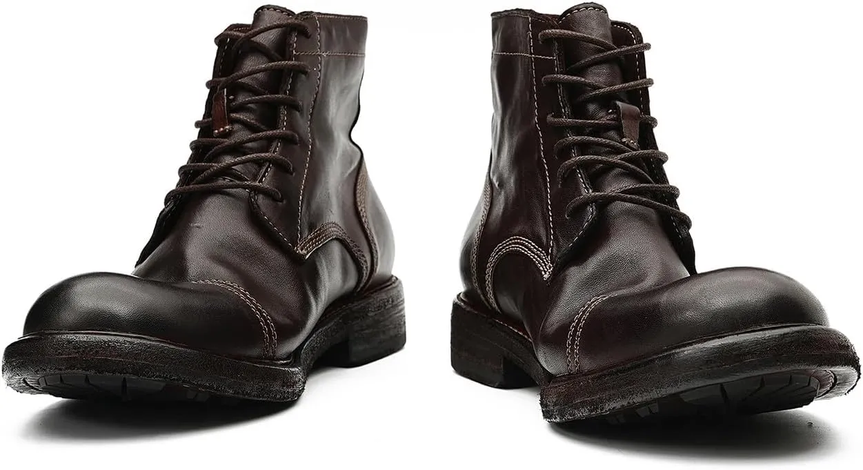 Mens Oxfords Boots Formal Dress Genuine Leather Cap Toe Ankle Boots Fashion Goodyear Handcrafted Lace Up Chelsea Boot Fashion Prom Wedding Business Casual Tuxedo Motorcycle Boots for Men