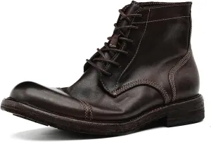 Mens Oxfords Boots Formal Dress Genuine Leather Cap Toe Ankle Boots Fashion Goodyear Handcrafted Lace Up Chelsea Boot Fashion Prom Wedding Business Casual Tuxedo Motorcycle Boots for Men