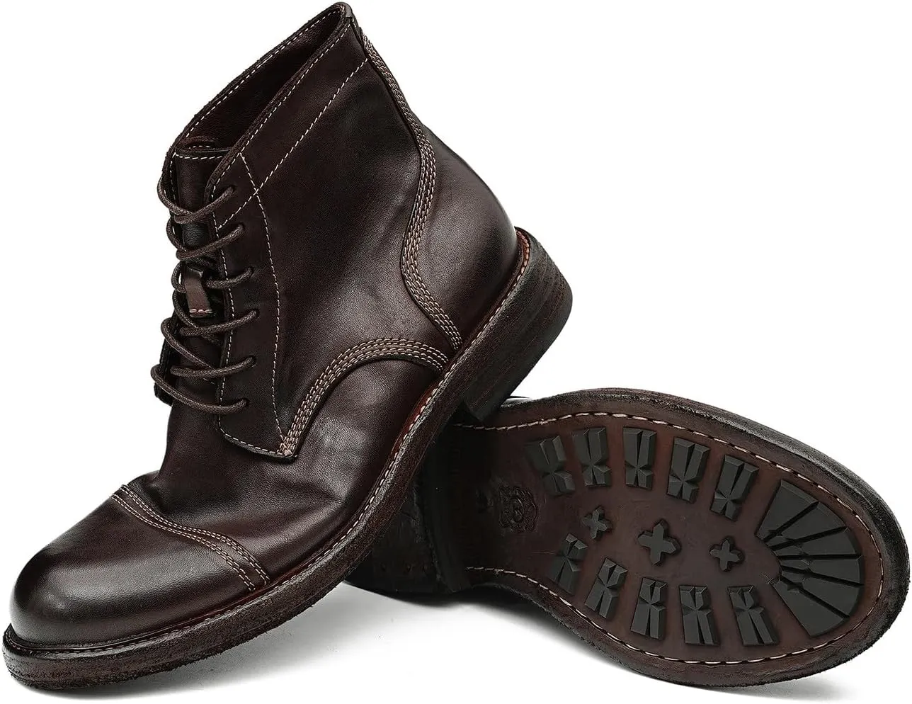 Mens Oxfords Boots Formal Dress Genuine Leather Cap Toe Ankle Boots Fashion Goodyear Handcrafted Lace Up Chelsea Boot Fashion Prom Wedding Business Casual Tuxedo Motorcycle Boots for Men