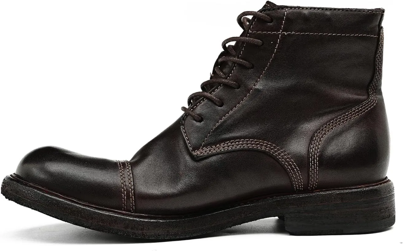 Mens Oxfords Boots Formal Dress Genuine Leather Cap Toe Ankle Boots Fashion Goodyear Handcrafted Lace Up Chelsea Boot Fashion Prom Wedding Business Casual Tuxedo Motorcycle Boots for Men