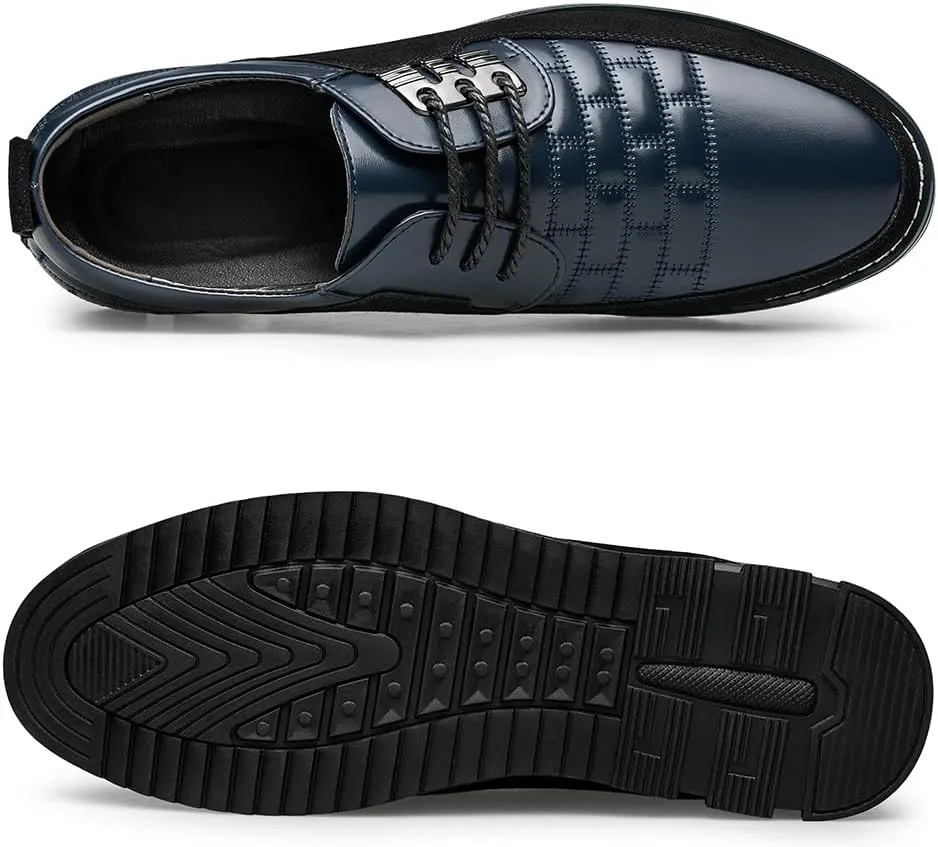 Men's Premium Leather Dress Shoes Comfort Business Casual Oxford Shoes Fashion Dress Sneakers Soft Loafers Derby Shoe for Office Working Walking Driving