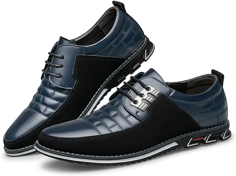 Men's Premium Leather Dress Shoes Comfort Business Casual Oxford Shoes Fashion Dress Sneakers Soft Loafers Derby Shoe for Office Working Walking Driving