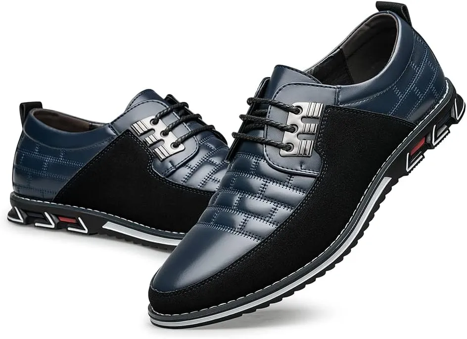 Men's Premium Leather Dress Shoes Comfort Business Casual Oxford Shoes Fashion Dress Sneakers Soft Loafers Derby Shoe for Office Working Walking Driving