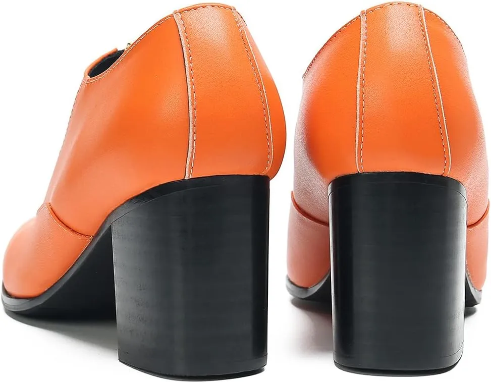 Men's Pump Slip On Loafers Party Dress Casual Leather Shoes Fashion Western Prom Wedding Disco Zipper Heels Shoes for Men Boys