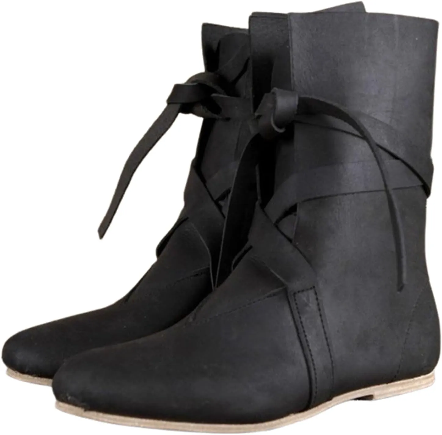 Men's Renaissance Boots Medieval Cosplay Boots Gothic Lace Up Gothic Flat Jazz Stage Vintage Pirate Viking Tied Shoes ﻿