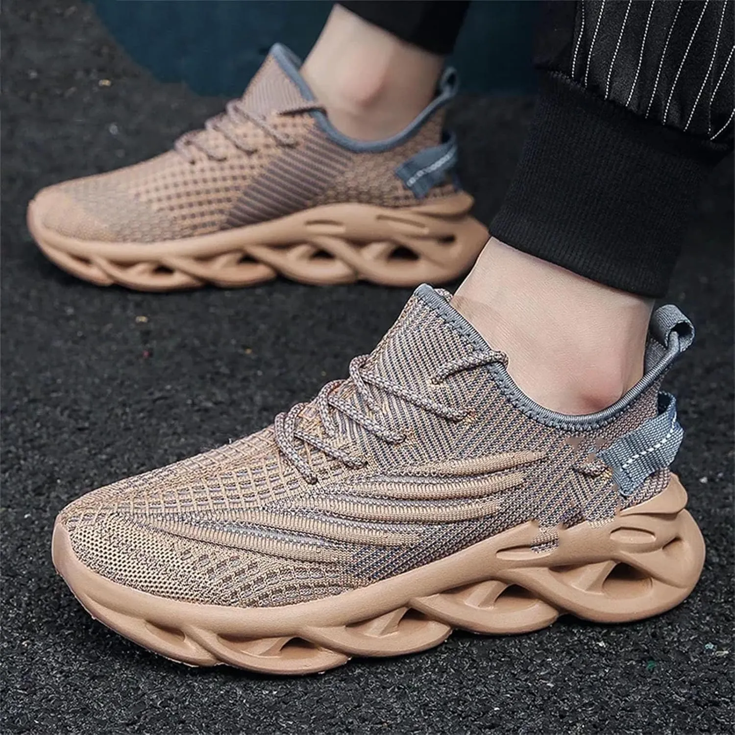 Men's Running Sneakers - Breathable Mesh Athletic Shoes with Shock Absorption
