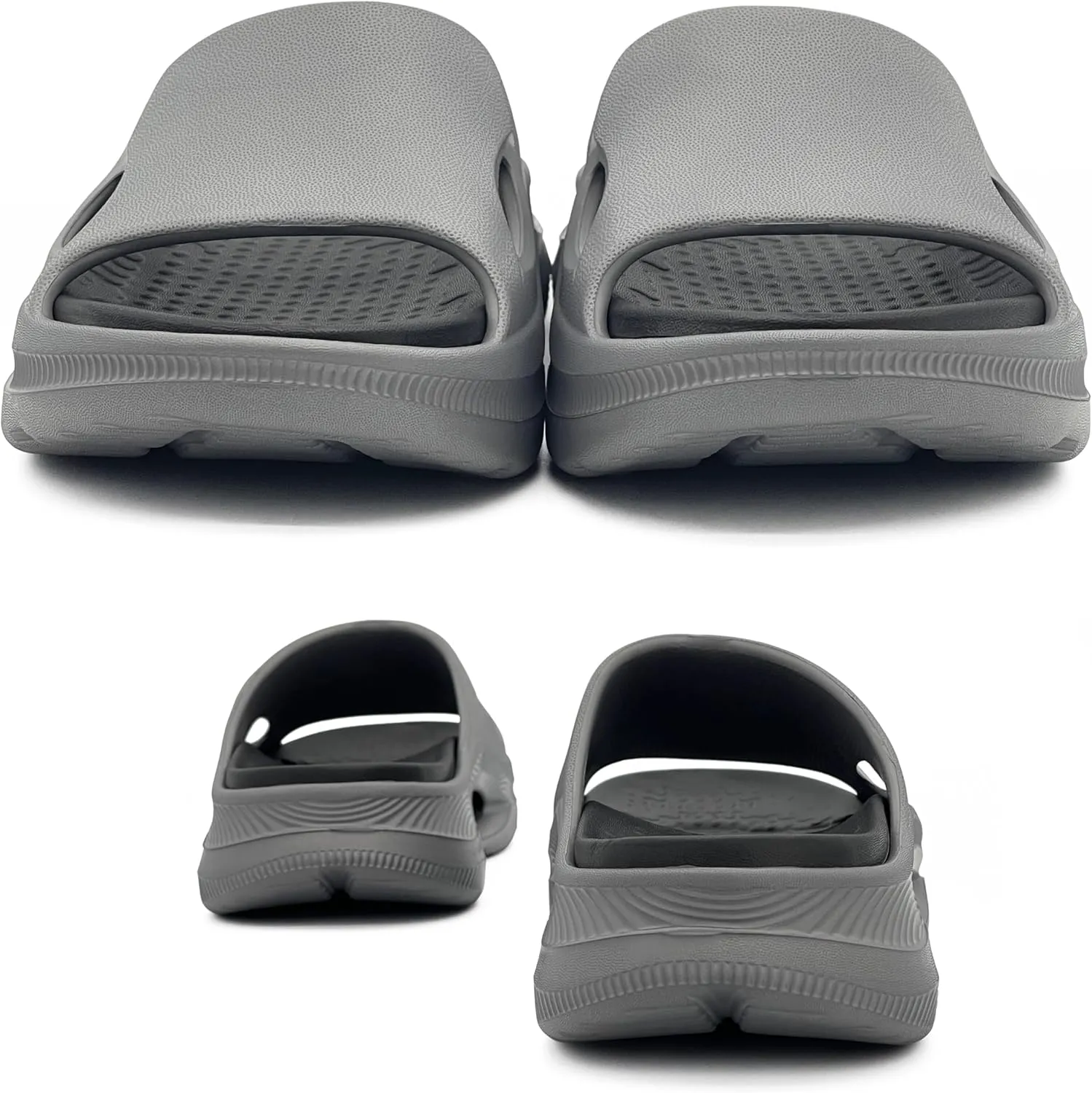 Mens Slides Soft Cushion Sport Sandals Plantar Fasciitis Arch Support Adjustable Thick Cushion Recovery Sandals Lightweight Cloud Open Toe Summer Slippers