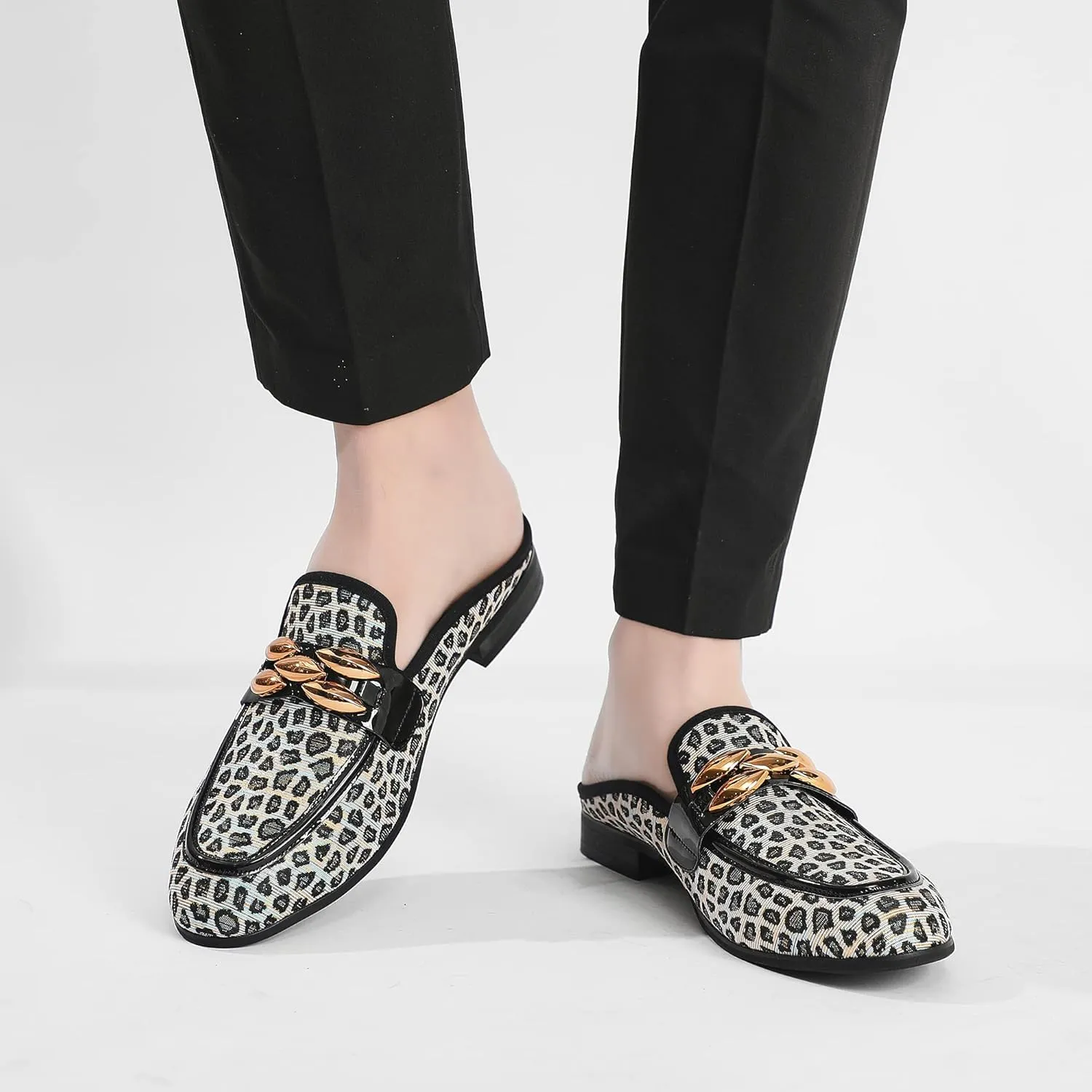 Men's Slip-on Mule Loafers, Fashion Breathable Leather Slip-on Shoes, Formal Wear Casual Backless Dress Slippers