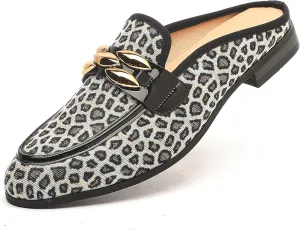 Men's Slip-on Mule Loafers, Fashion Breathable Leather Slip-on Shoes, Formal Wear Casual Backless Dress Slippers