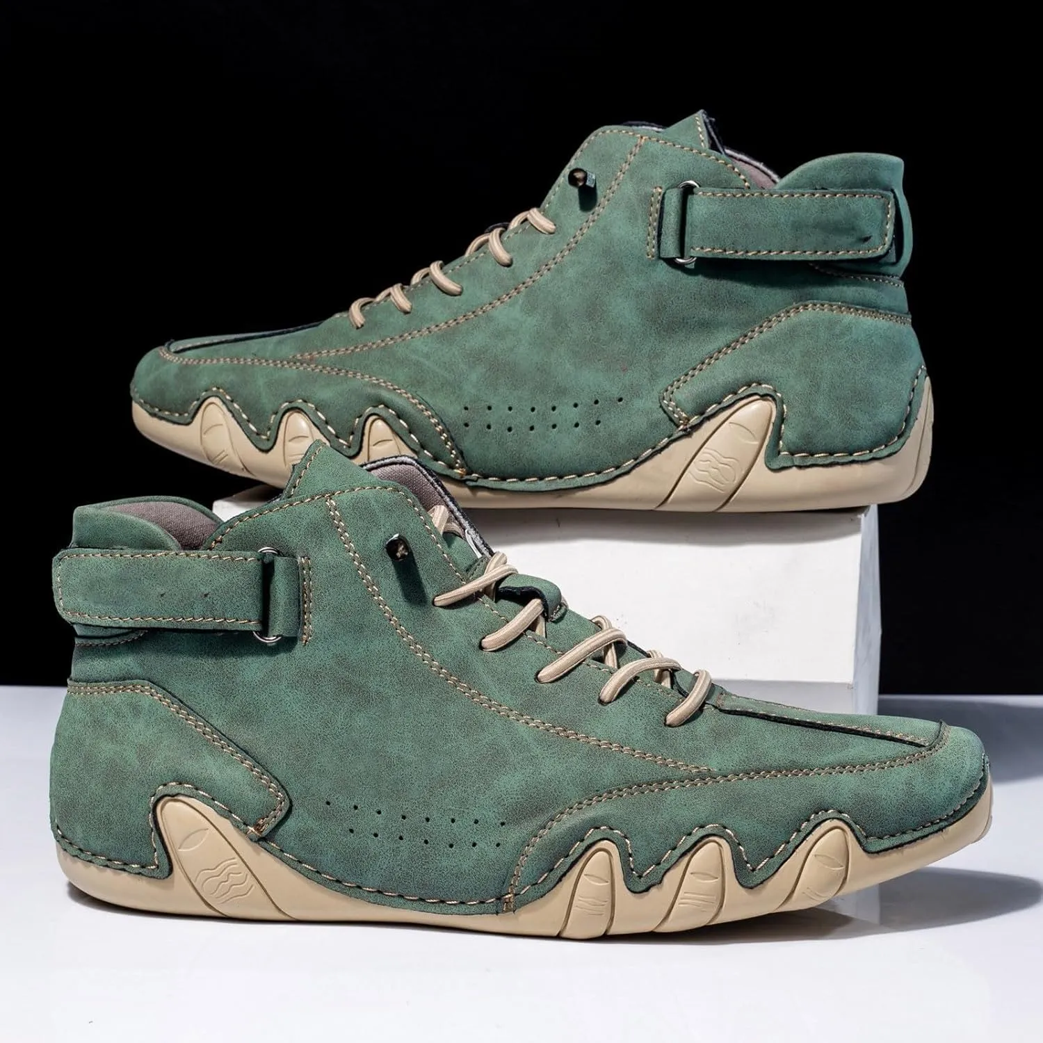 Men's Slip Shoes Couple's New Foreign Trade High Top Boots Men And Women Leisure Short Boots Trend Breathable Leather