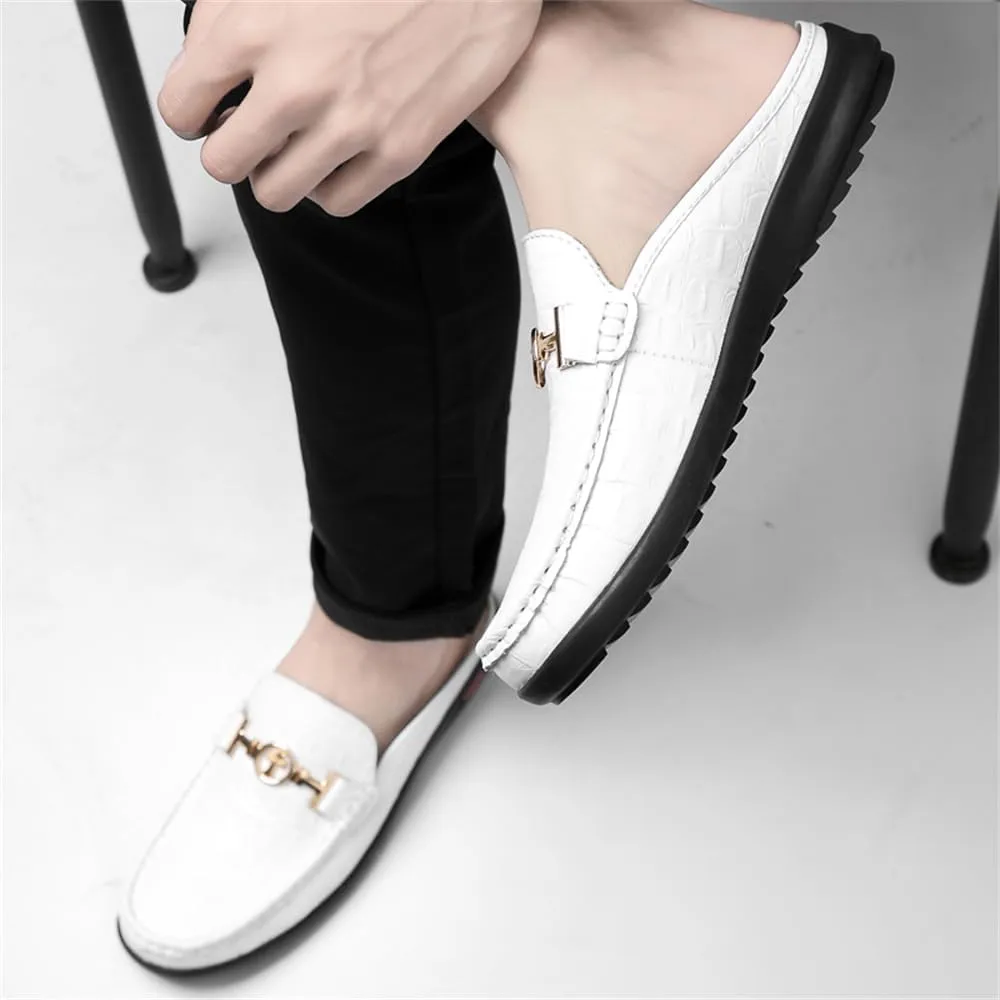 Men's Slippers Slip-On Loafers Leather Formal Wear Casual Open Back Sandals