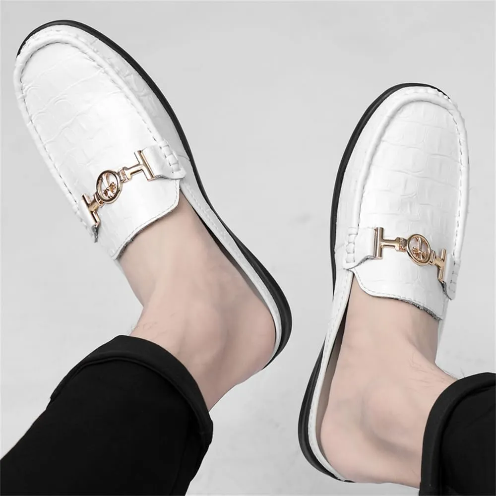 Men's Slippers Slip-On Loafers Leather Formal Wear Casual Open Back Sandals