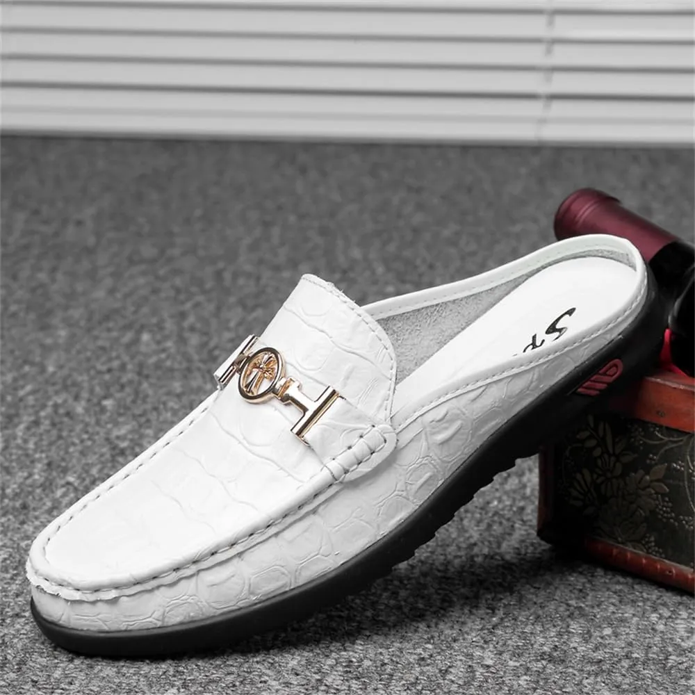Men's Slippers Slip-On Loafers Leather Formal Wear Casual Open Back Sandals