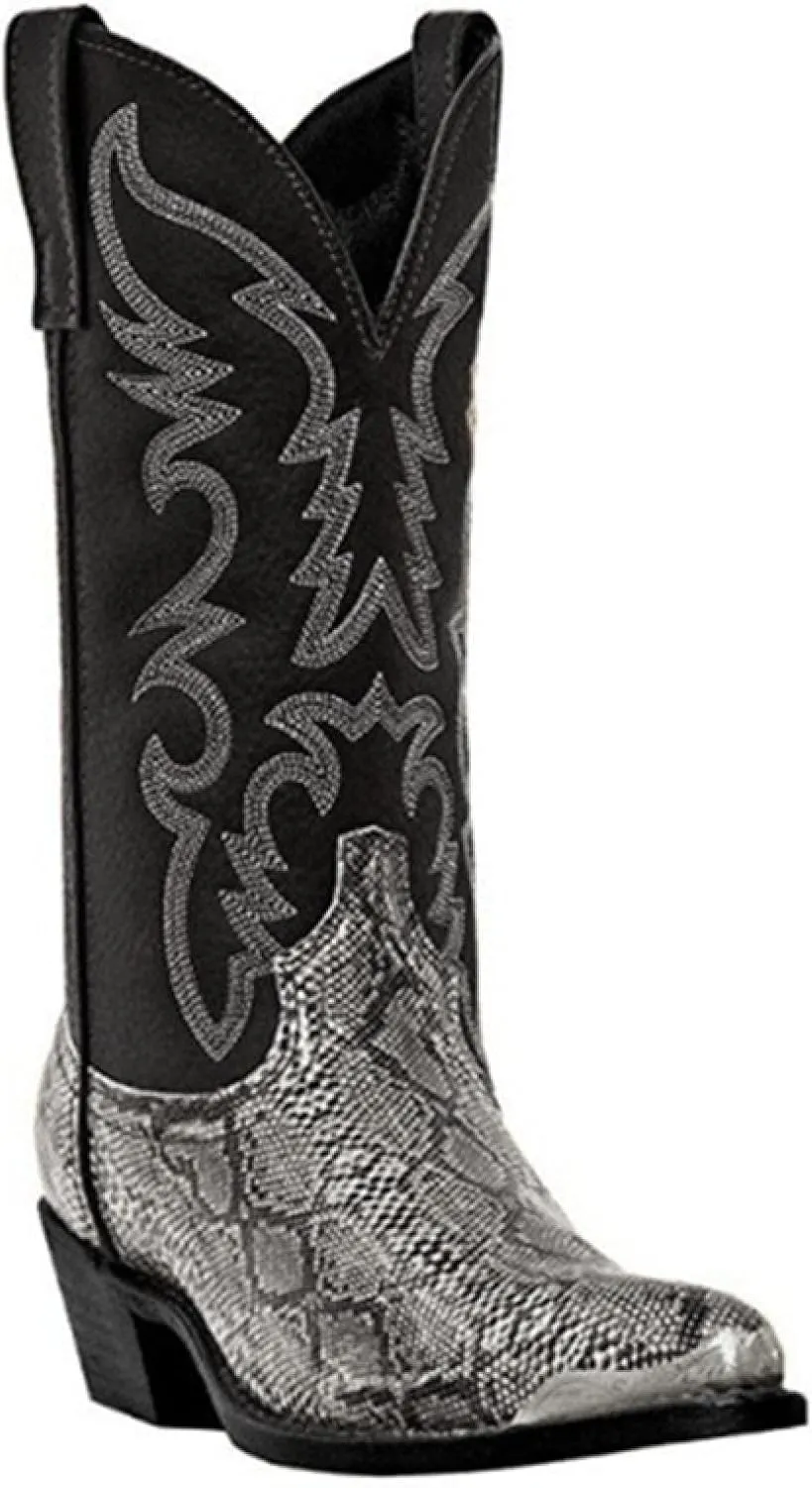 Men's Snake Skin Cowboy Boots, Square Toe, Distressed, Embroidered, Western, Snakeskin, Casual, All Seasons