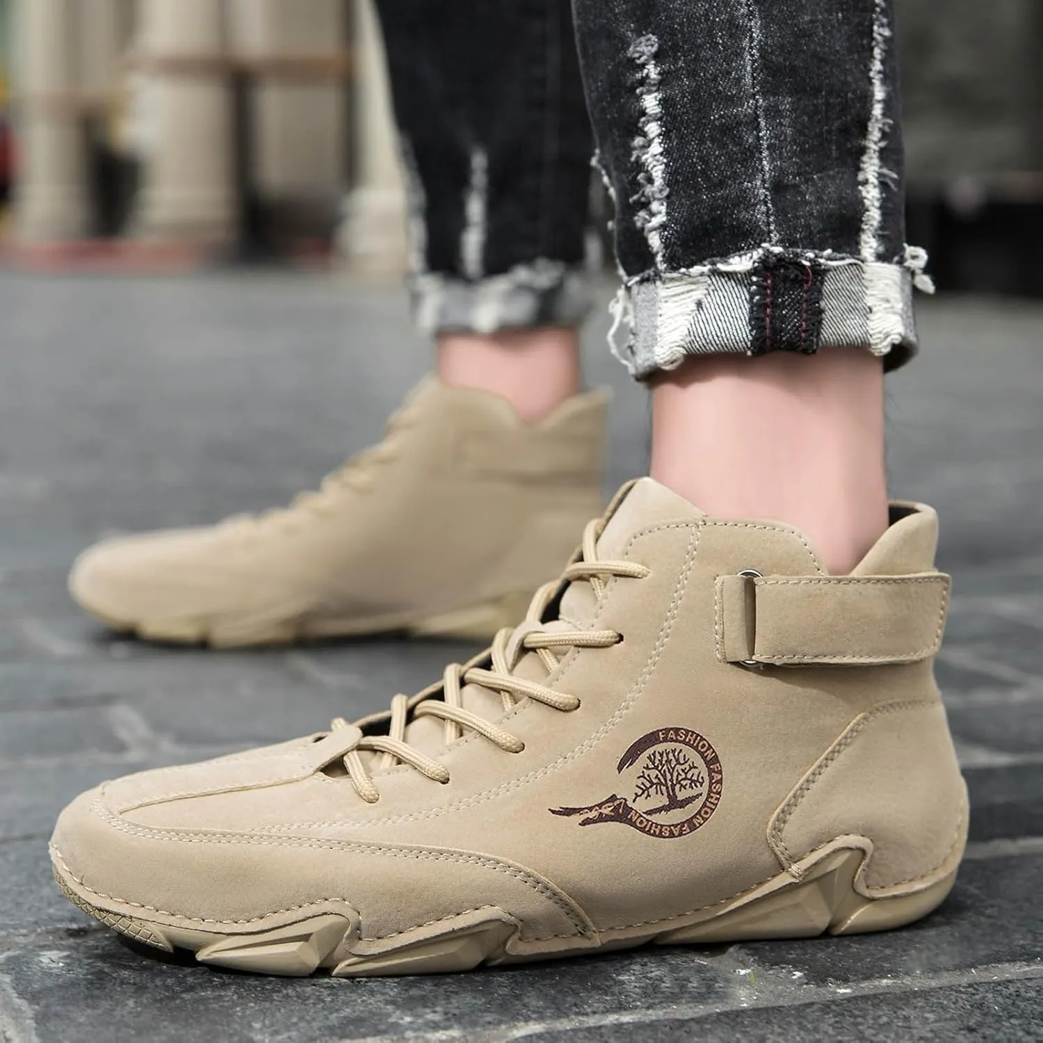 Men's Sneakers Winter Pull On Outwear Fashionable Classic Short Boots PU Breathable Cool Boots