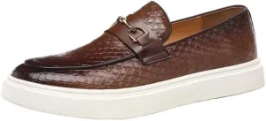 Men's Stylish Leather Penny Loafers with Chunky Platform, Non-Slip Lug Sole, and Round Toe Design for Casual and Business Wear