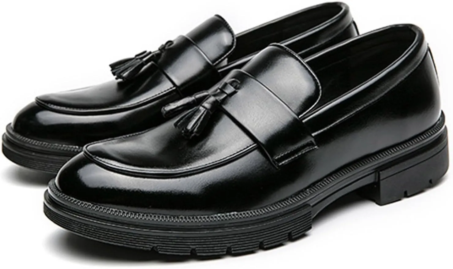 Mens Thick Sole Loafers Slip on Business Formal Loafers Non Slip Arch Support Leather Shoes for Men Waterproof Leather Shoes Comfortable Daily Work Shoe Casual Dress Shoe