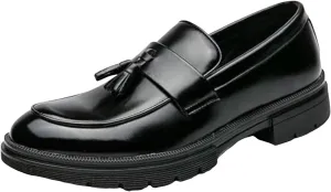 Mens Thick Sole Loafers Slip on Business Formal Loafers Non Slip Arch Support Leather Shoes for Men Waterproof Leather Shoes Comfortable Daily Work Shoe Casual Dress Shoe