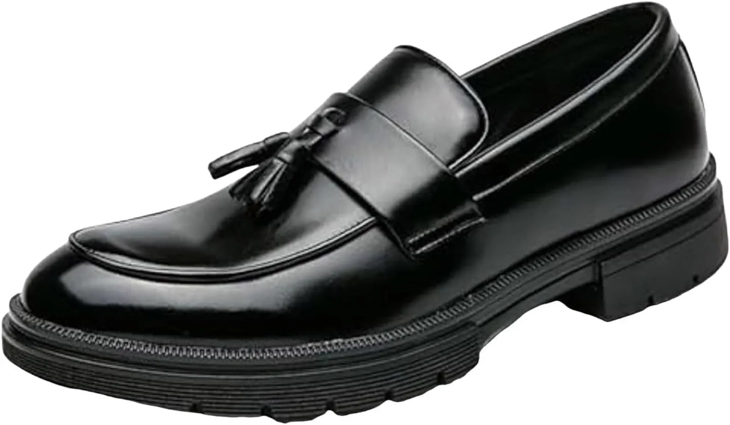 Mens Thick Sole Loafers Slip on Business Formal Loafers Non Slip Arch Support Leather Shoes for Men Waterproof Leather Shoes Comfortable Daily Work Shoe Casual Dress Shoe
