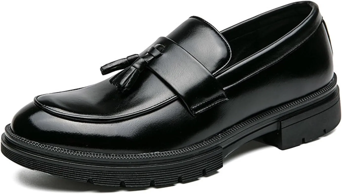 Mens Thick Sole Loafers Slip on Business Formal Loafers Non Slip Arch Support Leather Shoes for Men Waterproof Leather Shoes Comfortable Daily Work Shoe Casual Dress Shoe