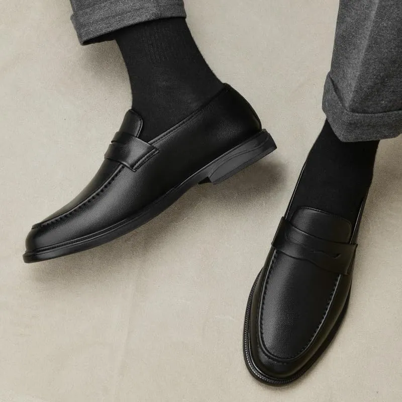 Men's Venetian Slip-On Loafers Hand-Burnished Finish with Elastic Side Panels for Business Travel and Conference Attire