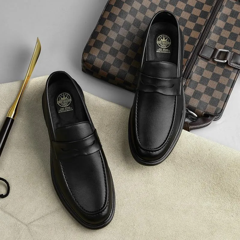 Men's Venetian Slip-On Loafers Hand-Burnished Finish with Elastic Side Panels for Business Travel and Conference Attire