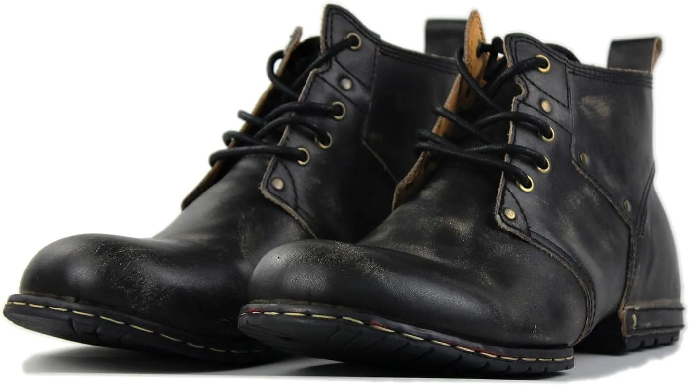 Men's Vintage Brown Chukka Boots Lace-up Motorcycle Casual Leather Dress Ankle Boot for Men Fashion CD-6015-2-Vintage Brown