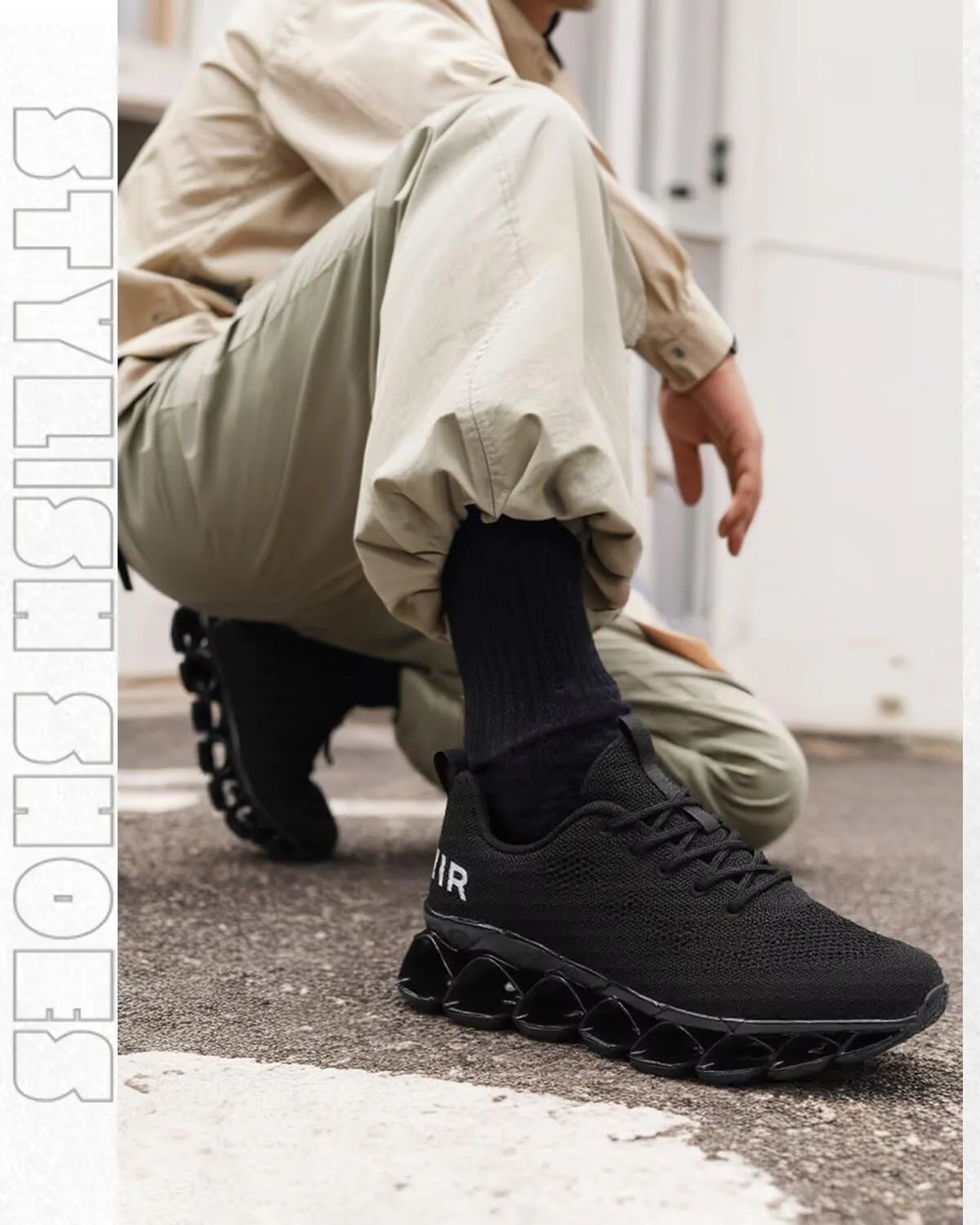 Mens Walking Shoes Blade Non Slip Fashion Sneakers Breathable Mesh Soft Sole Casual Athletic Running Sport Shoes