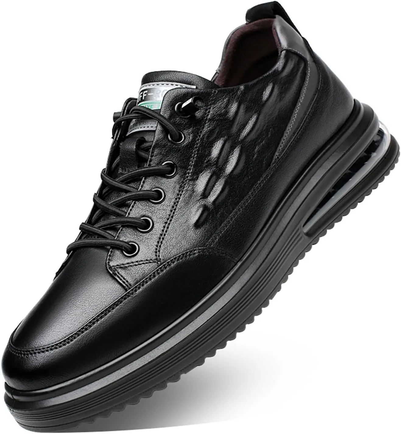 Men's Waterproof Anti Slip Crocodile Pattern Fashion Sneakers Outdoor Casual Sport Shoes Height Lifting Soft Sole Comfort Air Cushion Low Top Lace Up Dress Work Shoes for Men